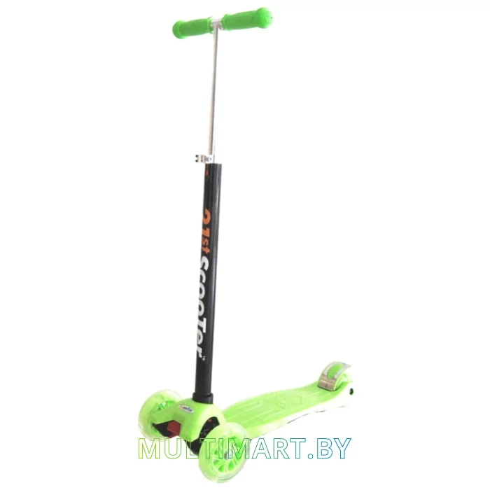 Самокат 21st Scooter Maxi GRL 036S салатовый, прозрачные колёса